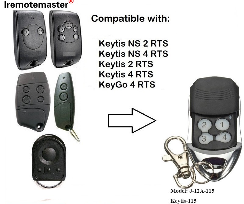 För Keytis NS 2 RTS Keytis NS 4 RTS Garageportsfjärrkontroll 433,42MHz